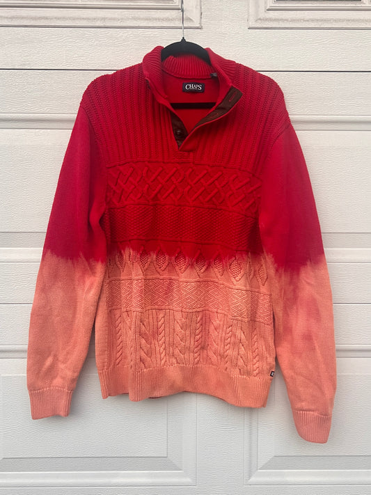 Dip Dye Bleach Collared Sweater - L