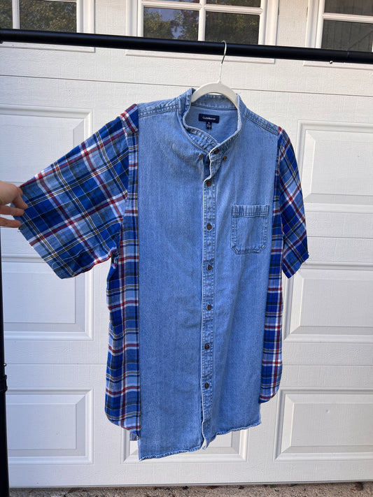 Plaid & Denim Remix Shirt - XL