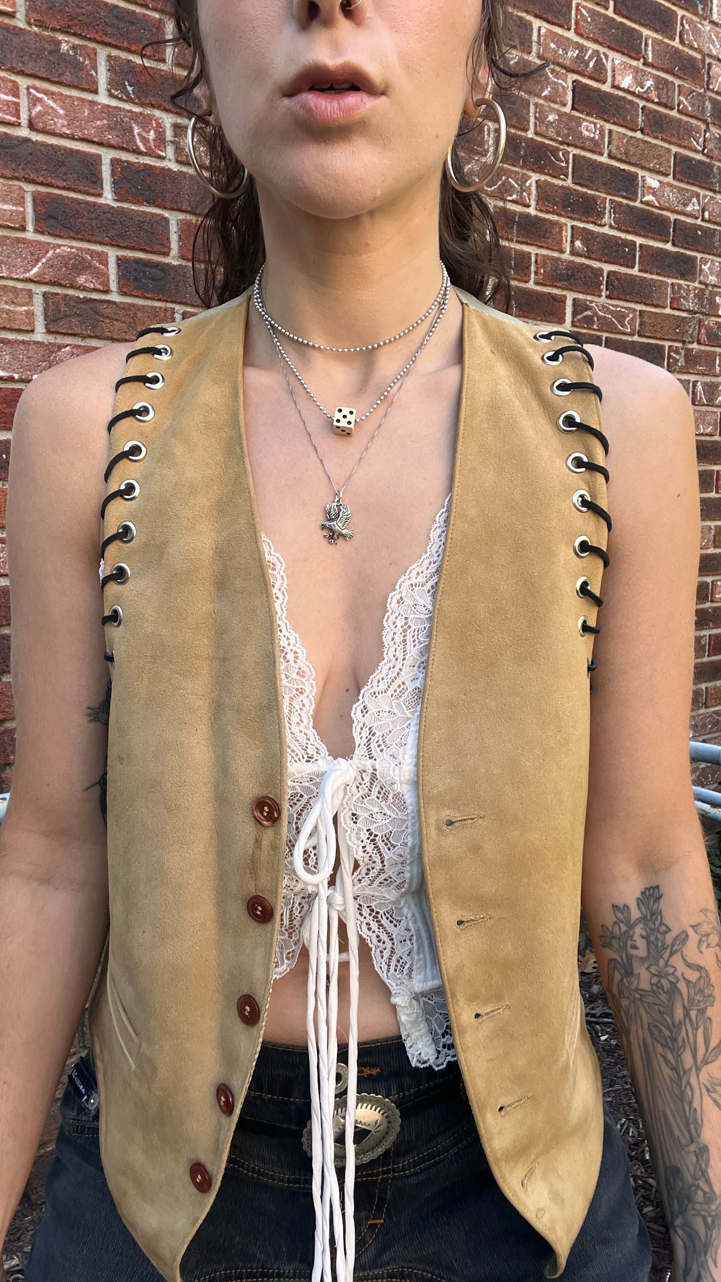 Suede Lace Up Vest - S/M