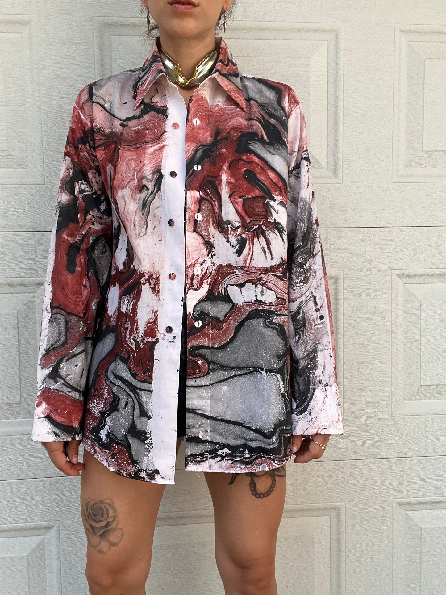 Marbled Button Down - L