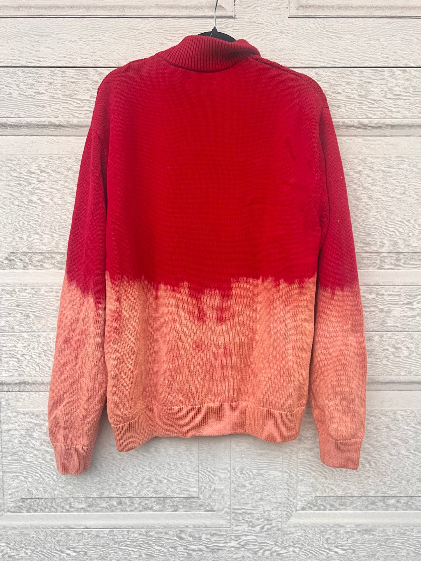 Dip Dye Bleach Collared Sweater - L