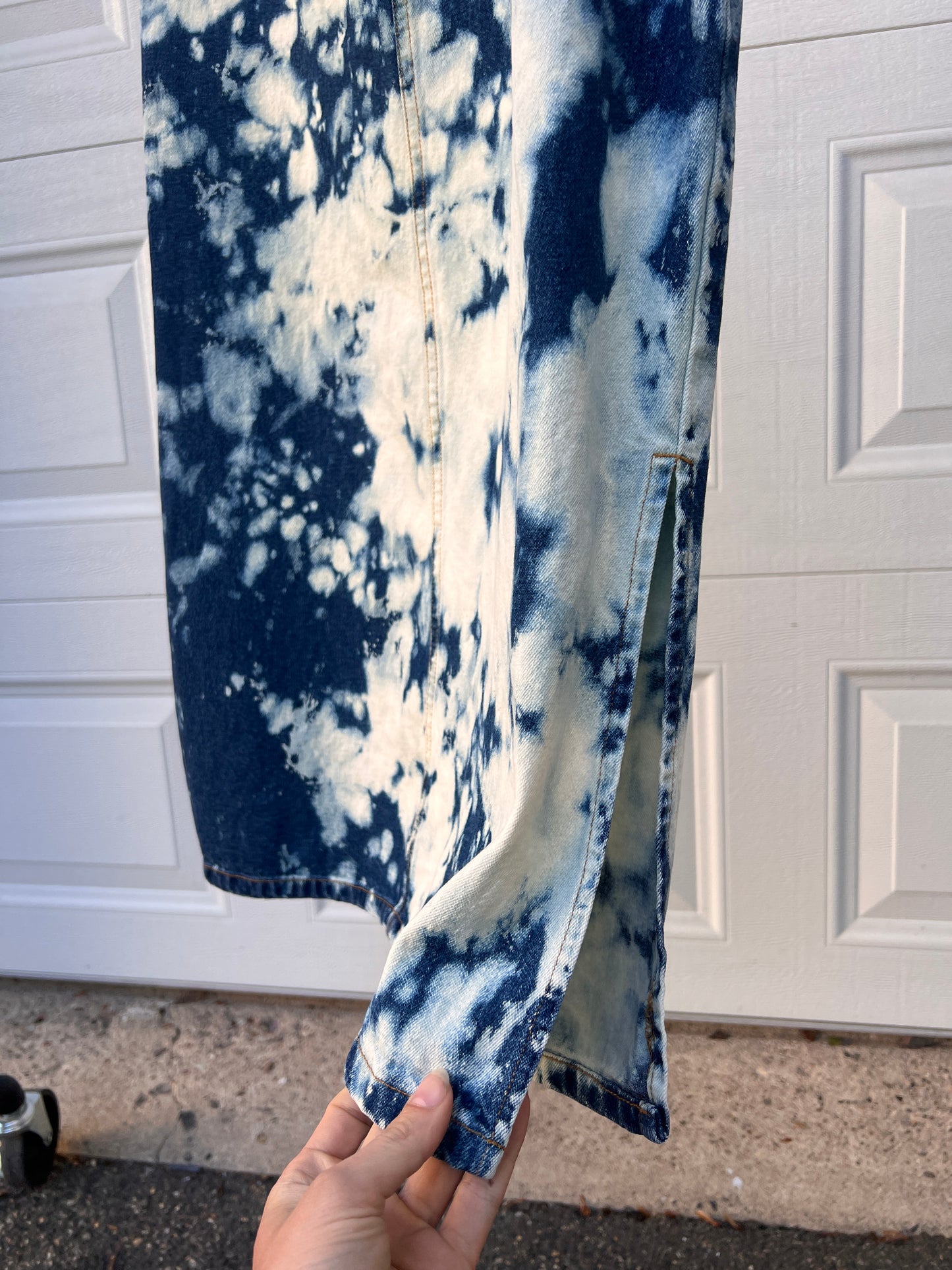 Bleached Denim Maxi Skirt - 28"