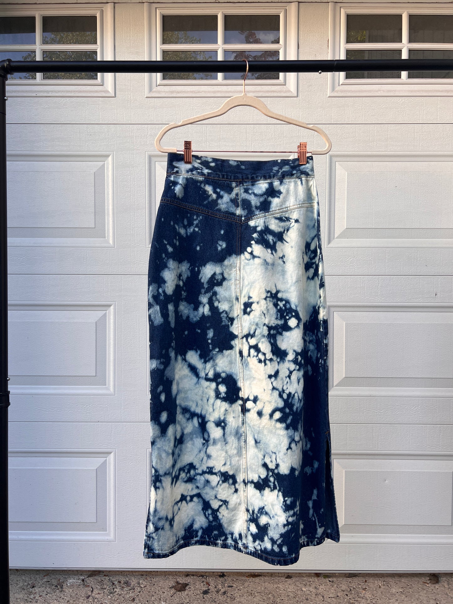 Bleached Denim Maxi Skirt - 28"