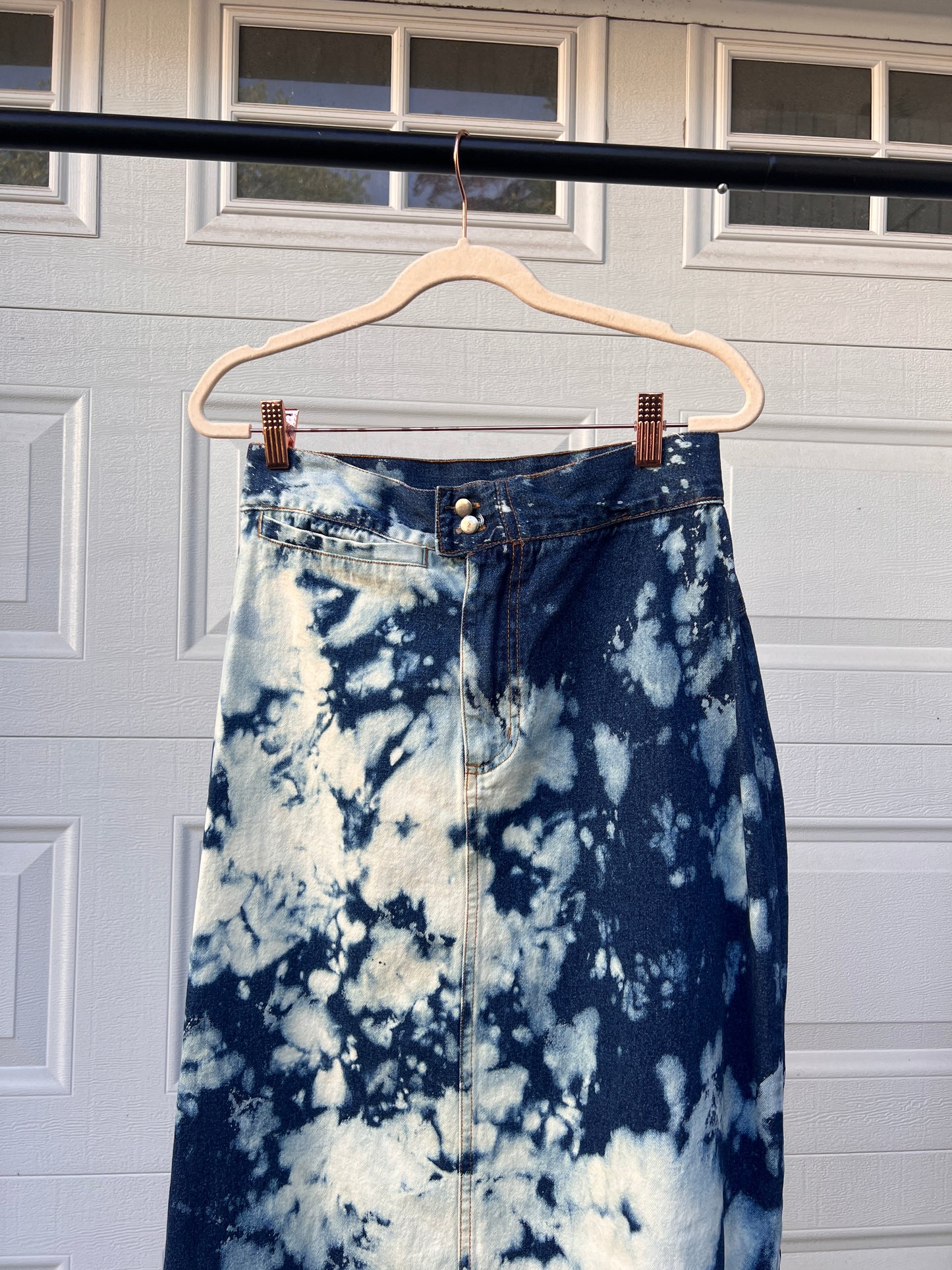 Bleached Denim Maxi Skirt - 28"