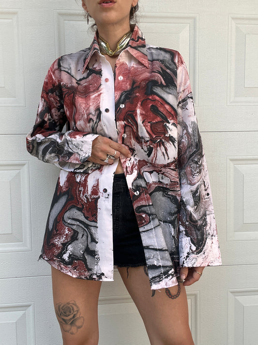 Marbled Button Down - L