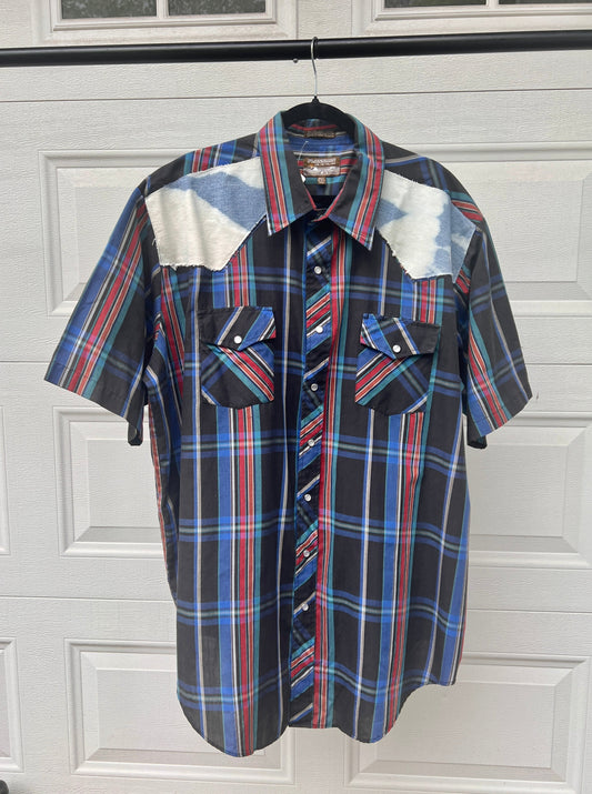 Western Plaid Vintage Patch Shirt - 3XL