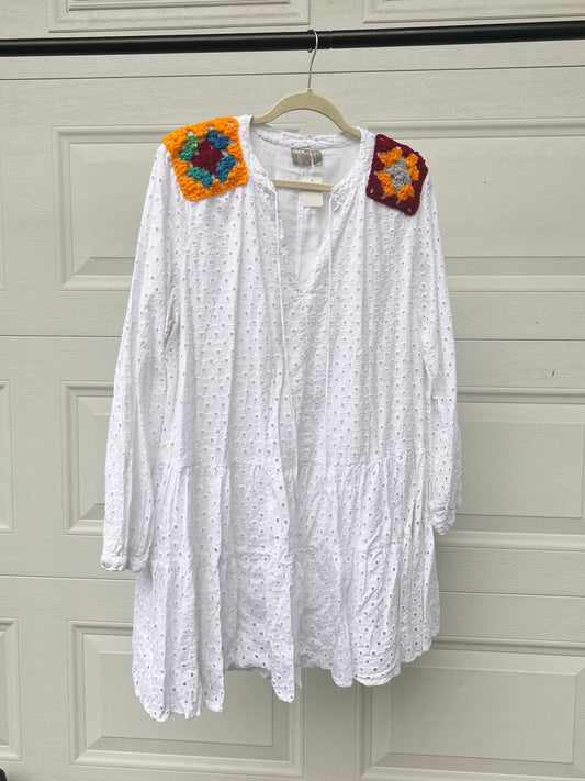 Crochet Patch Eyelet Dress - 14