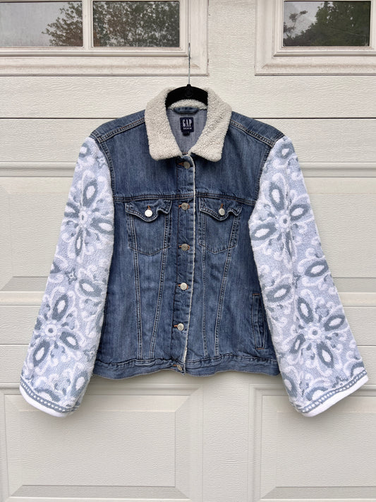 Towel Patchwork Sherpa Denim Jacket - XL