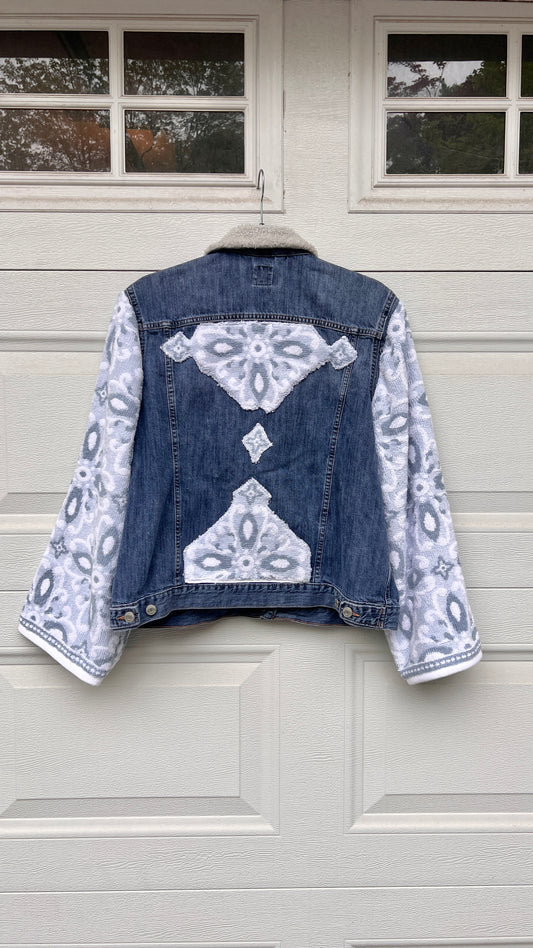 Towel Patchwork Sherpa Denim Jacket - XL