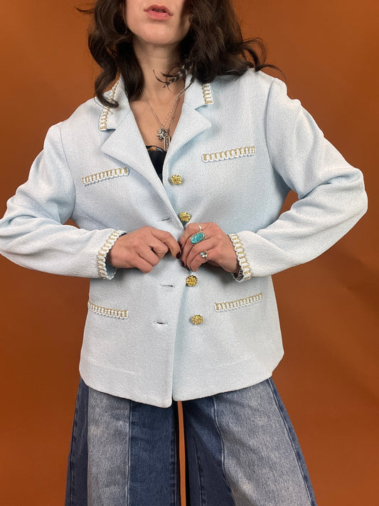 Gold Trim Sweater Cardigan - L