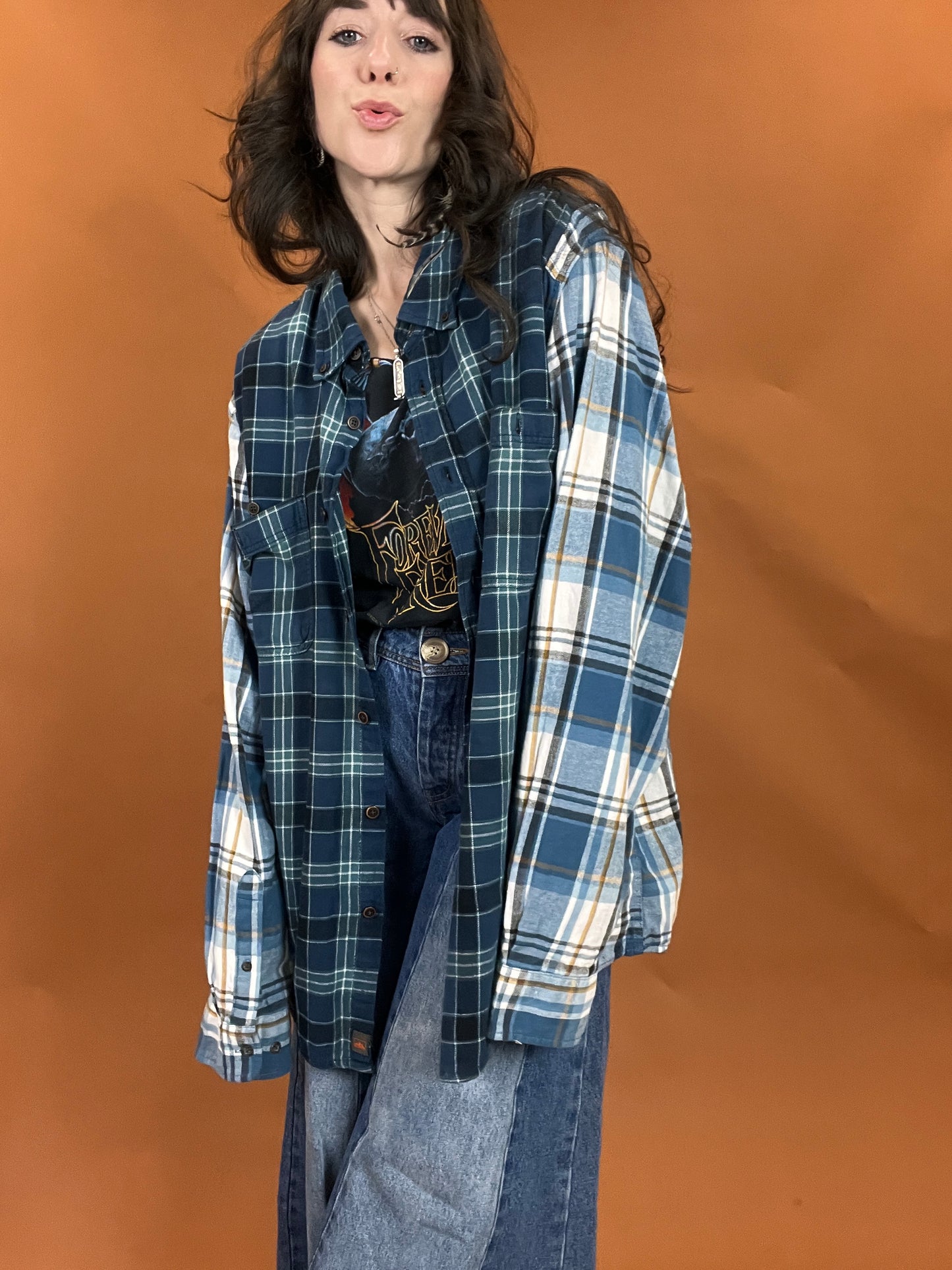 The Flannel Remix - Blue/White - 3X