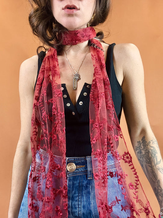 The Sheer Crochet Floral Scarf