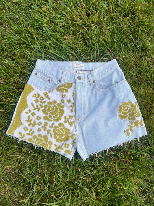 Reworked Floral Towel Shorts - Size 8