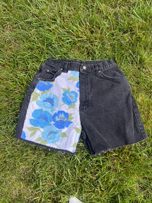 Reworked Floral Towel Shorts - Size 16