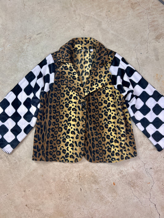 Leopard & Checkered Reworked Jacket - M