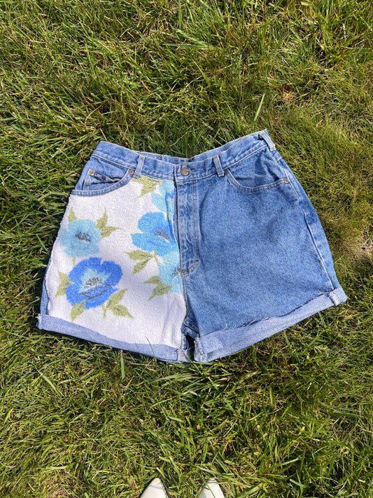 Reworked Floral Towel Shorts - 29"
