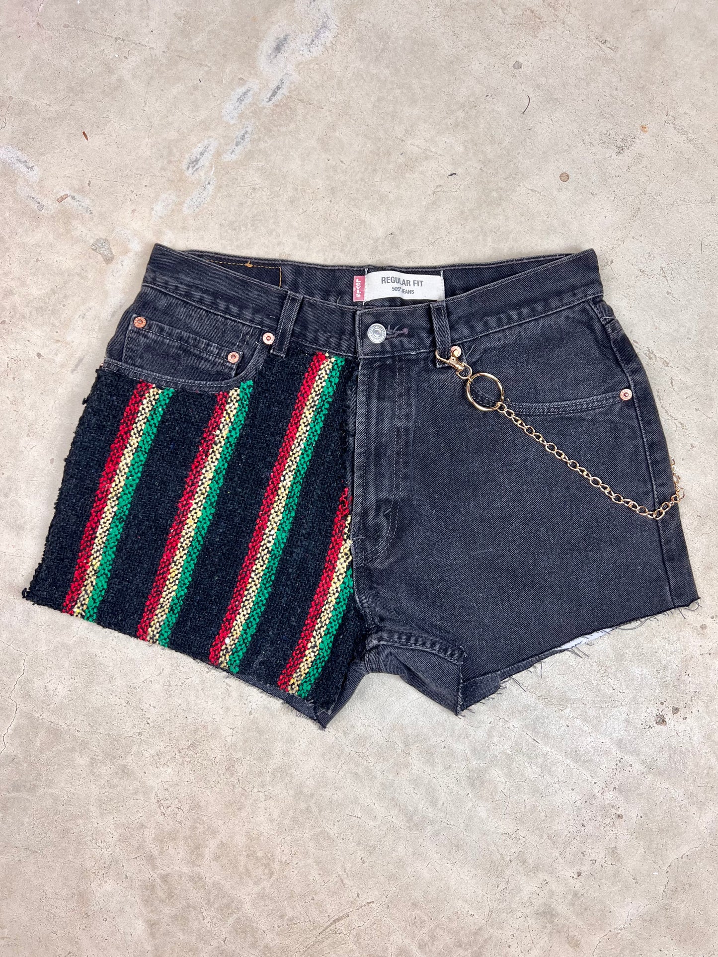 The Baja Black Denim Shorts - 33"