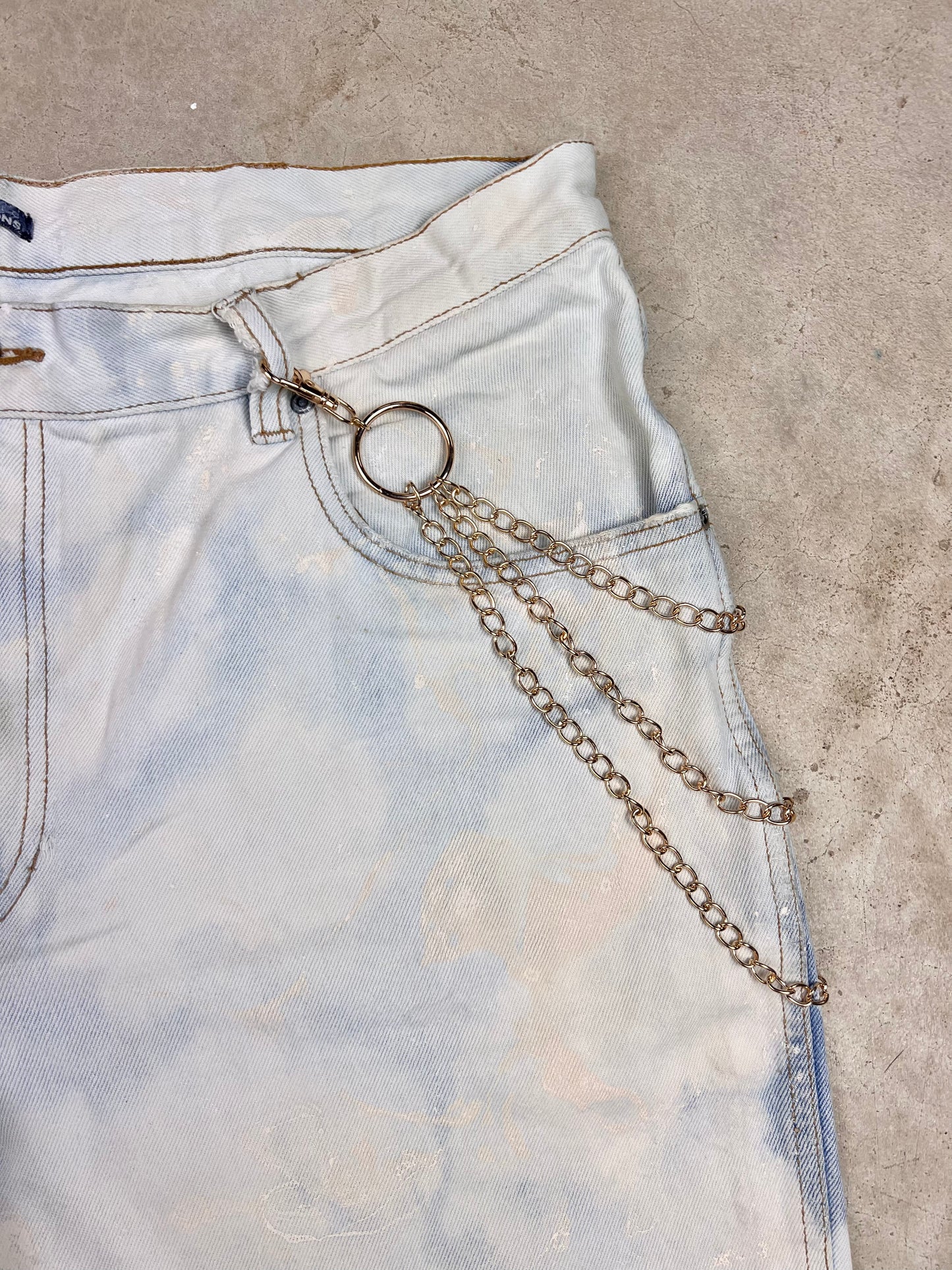 The Bleached Marbled Denim Shorts - 38"