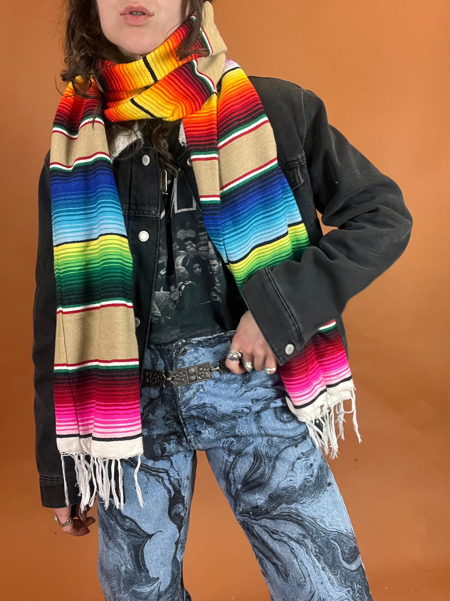 The Serape Blanket Scarf - Tan