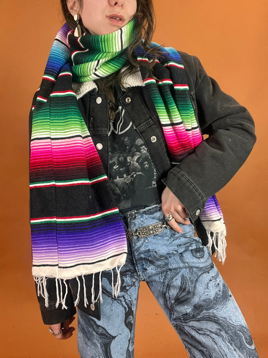 The Serape Blanket Scarf - Black