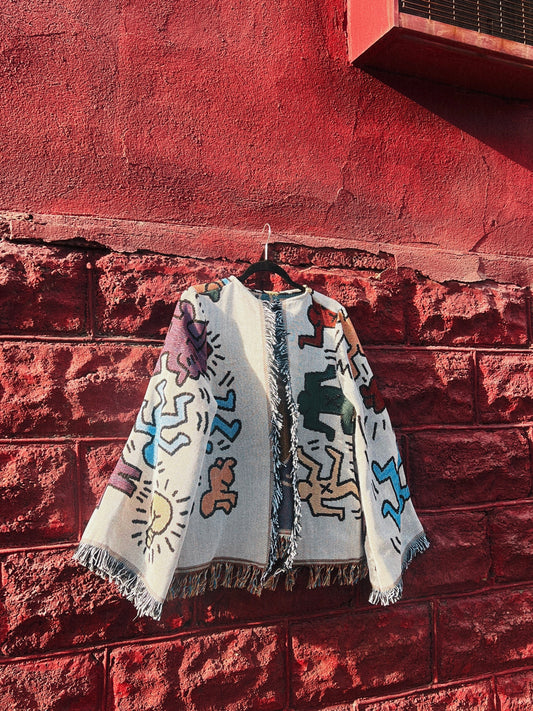 Keith Haring Fringe Blanket Cardigan - L