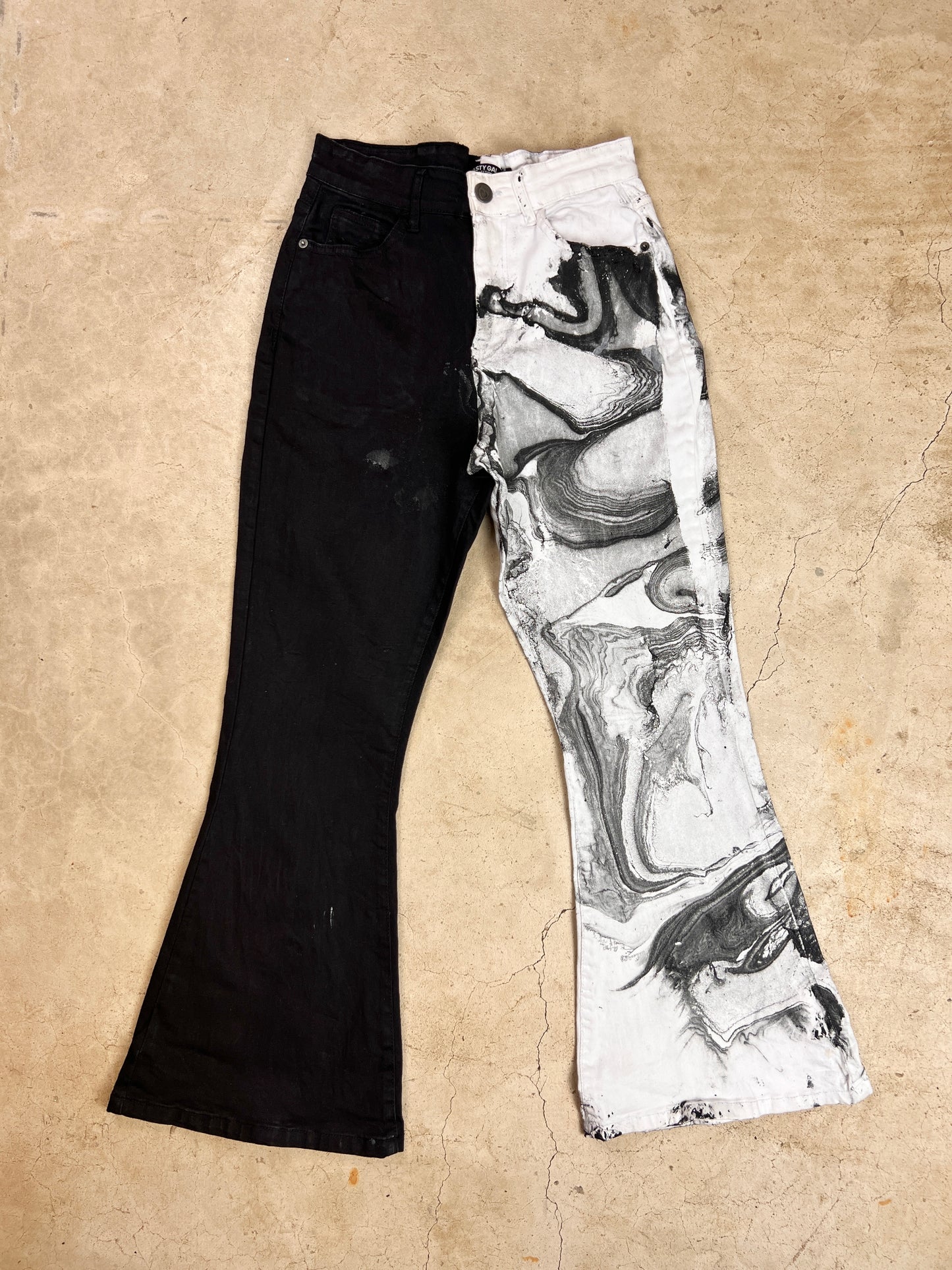 The Marbled Yin Yang Flare Leg Jeans - 25/27"