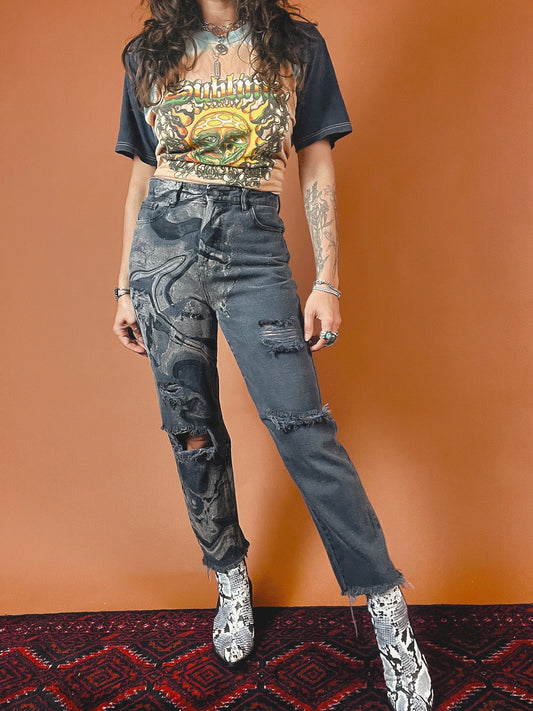 The Marbled Grey Relaxed Jeans - 25/26"