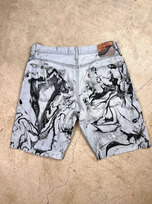 Marbled Denim Shorts - 36"