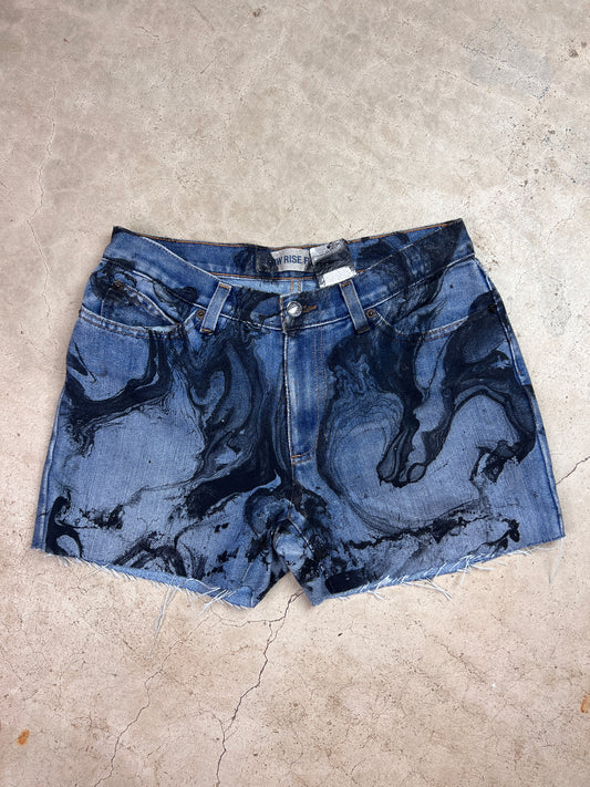 Marbled Denim Shorts - 28"