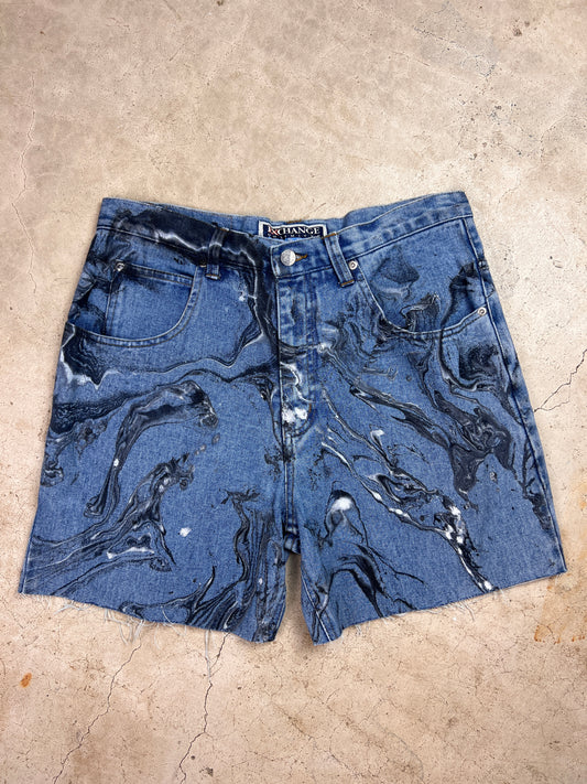 Marbled Denim Shorts - 32"