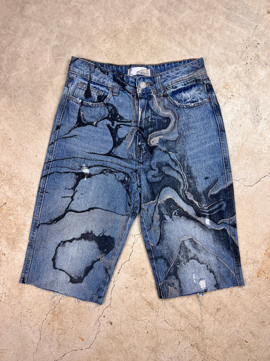 Marbled Denim Shorts - 26"