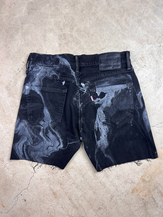 Marbled Denim Shorts - 30"