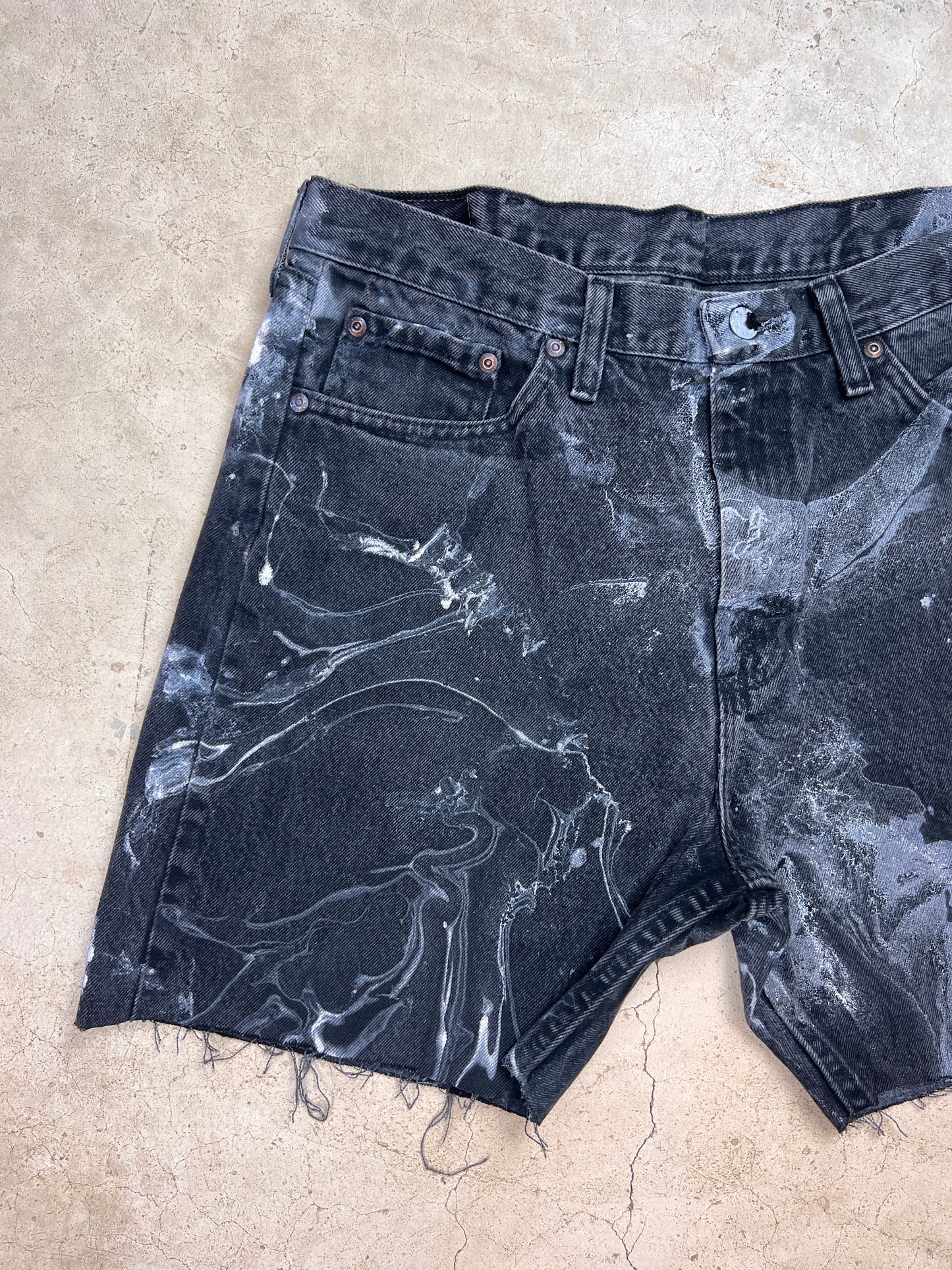 Marbled Denim Shorts - 34"