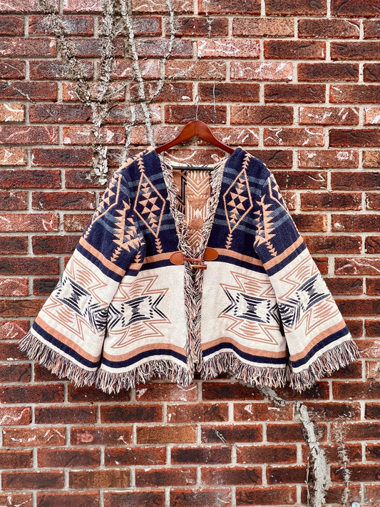 Southwest Fringe Blanket Cardigan - L/XL