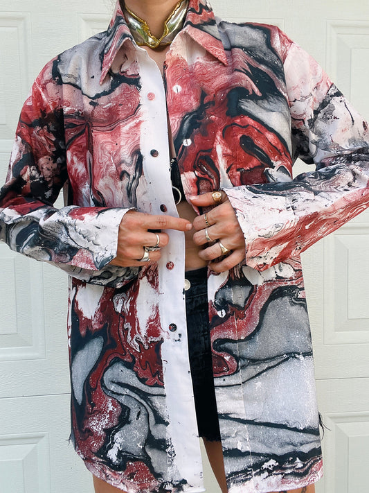 Marbled Button Down - L