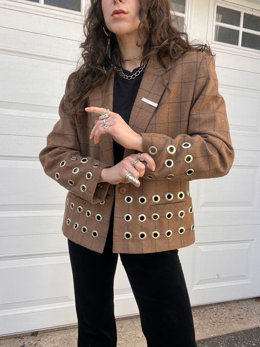 The Silver Grommet Brown Plaid Wool Jacket