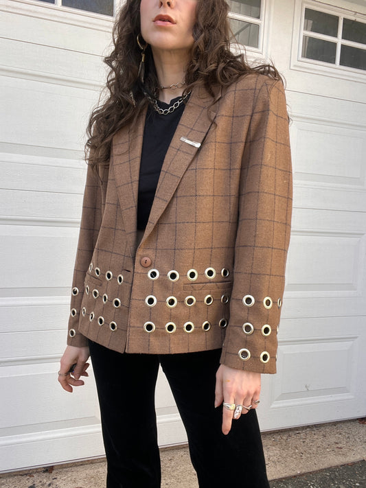 The Silver Grommet Brown Plaid Wool Jacket