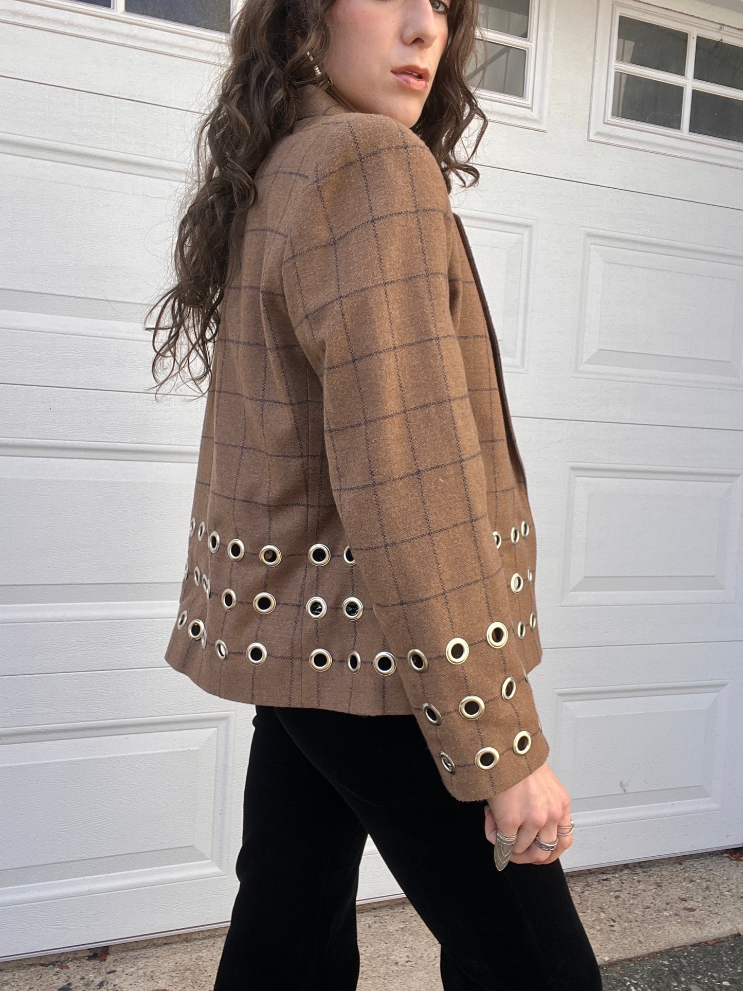 The Silver Grommet Brown Plaid Wool Jacket