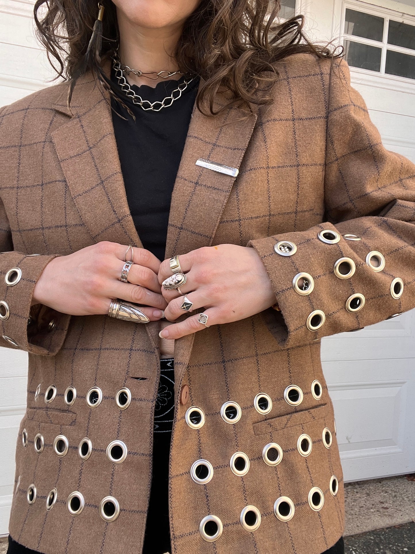 The Silver Grommet Brown Plaid Wool Jacket