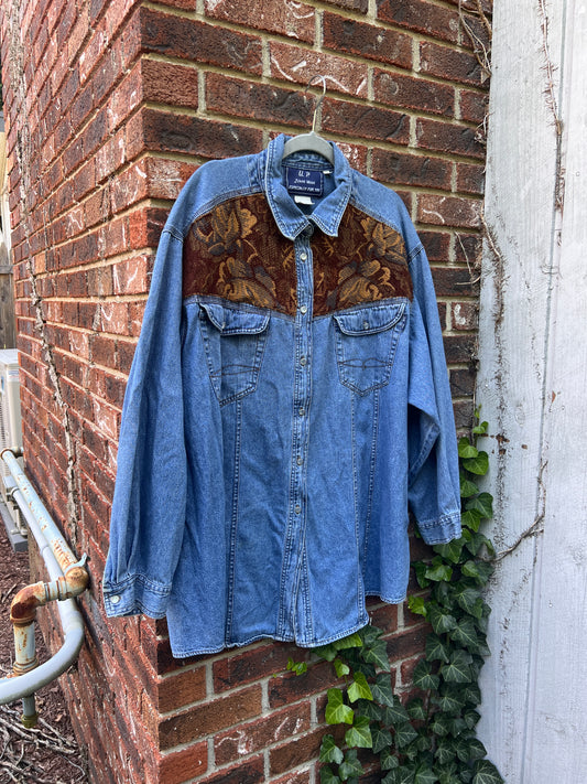 Patch Western Denim Shirt - XXL