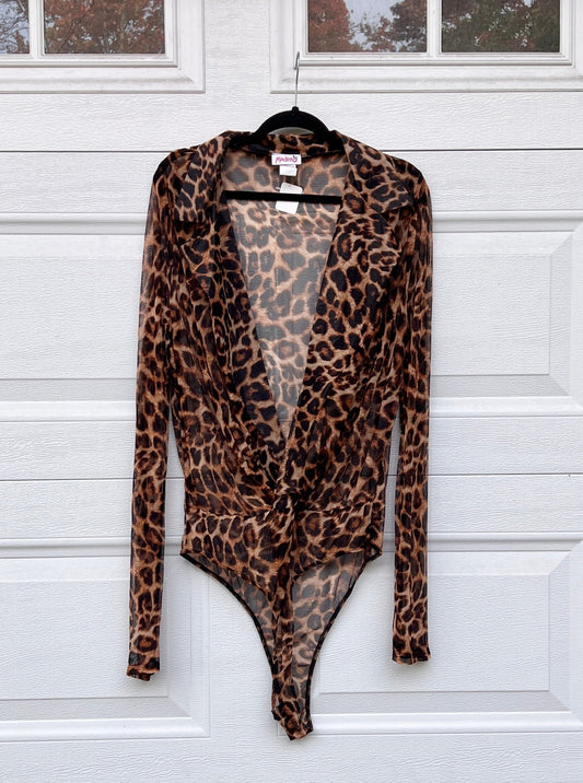 Leopard Print Sheer Body Suit - 3X