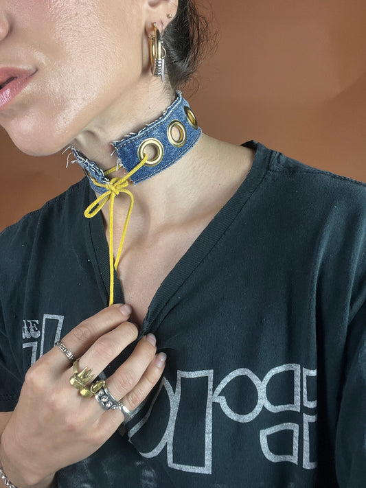 Stitched Band Grommet Choker *ONLY ONE*