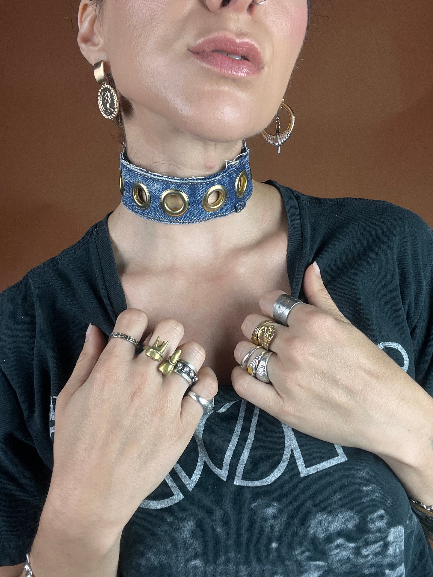 Stitched Band Grommet Choker *ONLY ONE*