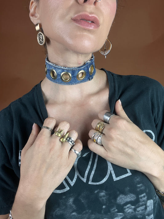 Stitched Band Grommet Choker *ONLY ONE*