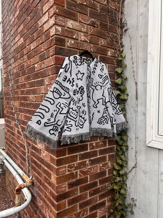 Keith Haring Fringe Blanket Cardigan - L/XL