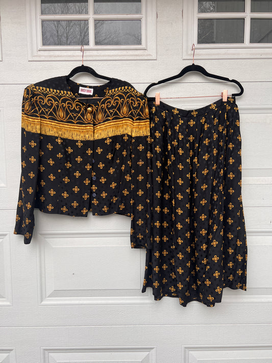 Versace-esque 2 Piece Jacket Skirt Set - 8