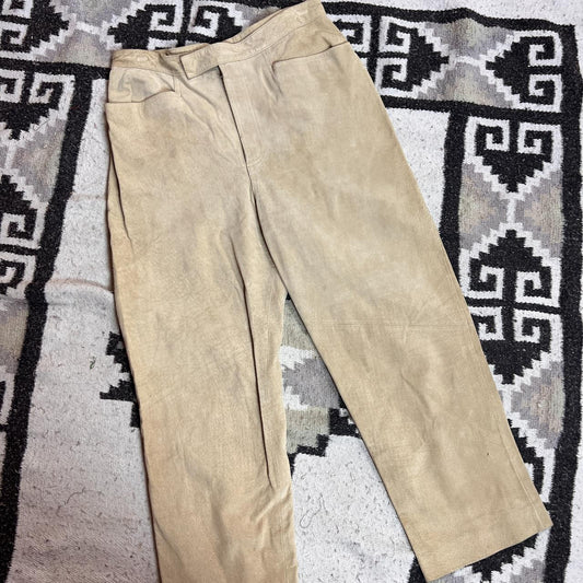 Tan Suede Cropped Pants - 28"