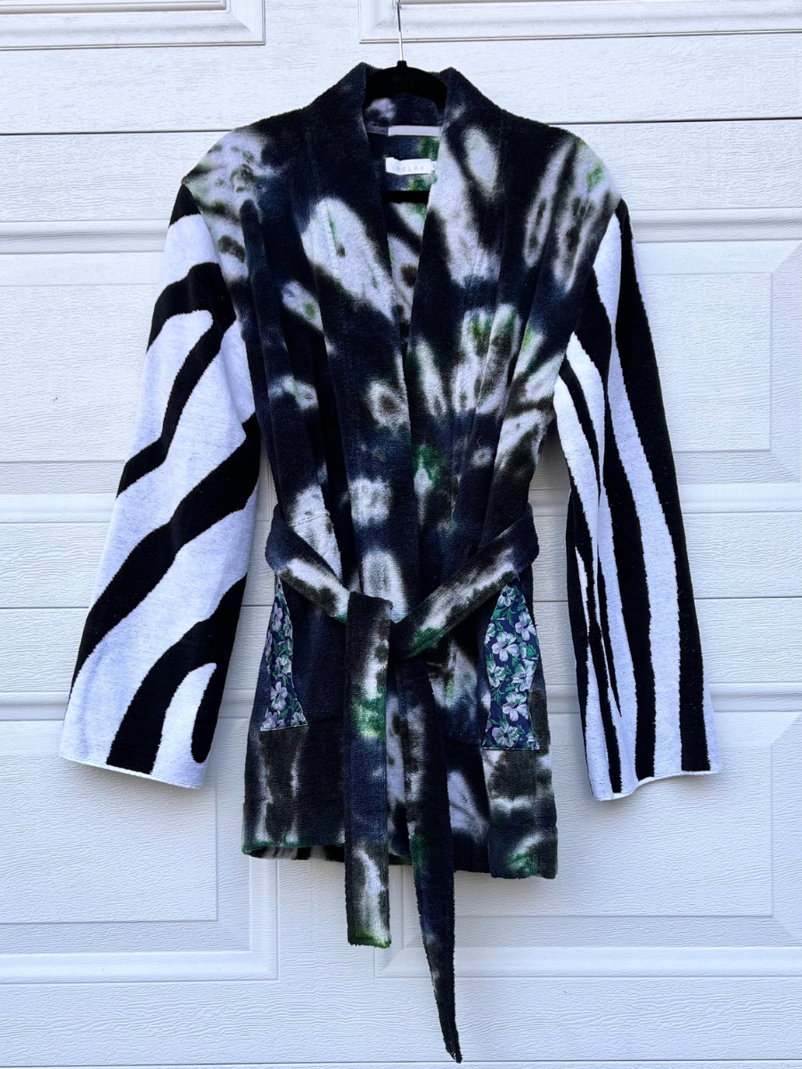 The Tie Dye Zebra Smoking Robe - Large