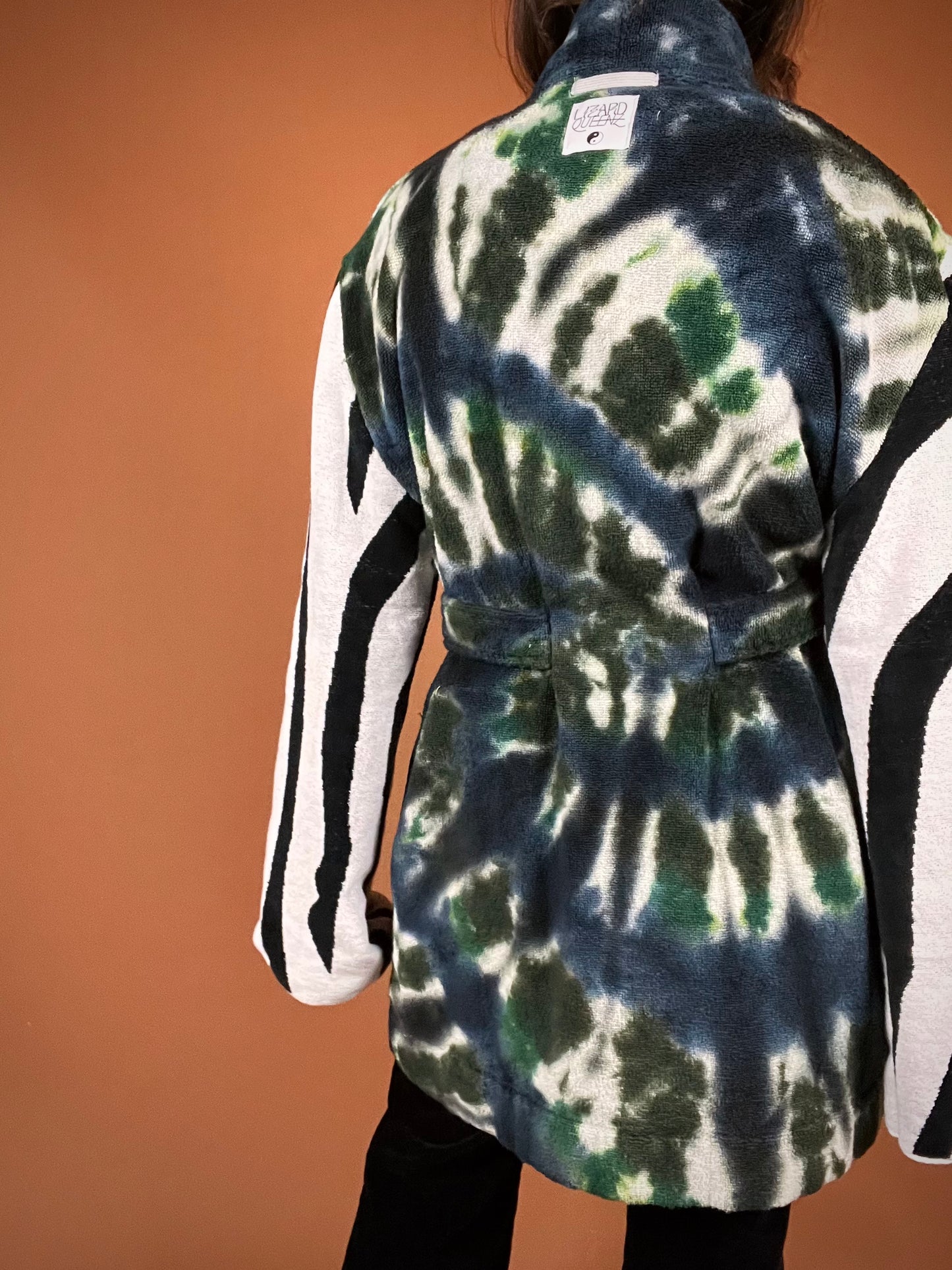 The Tie Dye Zebra Smoking Robe - Large