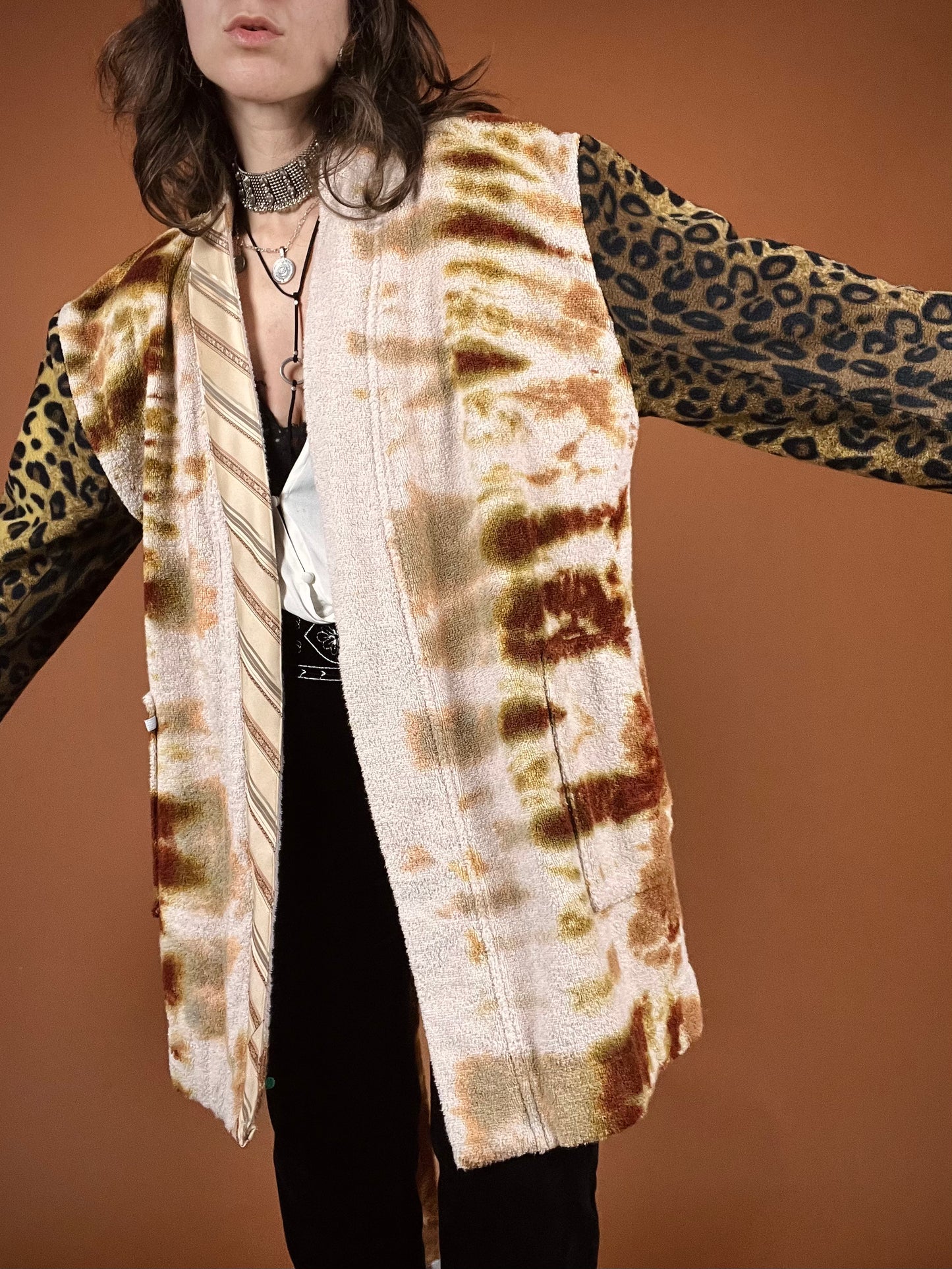 The Tie Dye Leopard Smoking Robe - XL